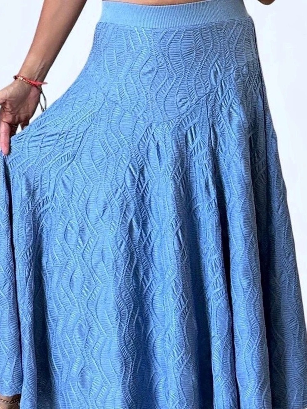 Free People Blue Abstract Maxi Skirt Like New